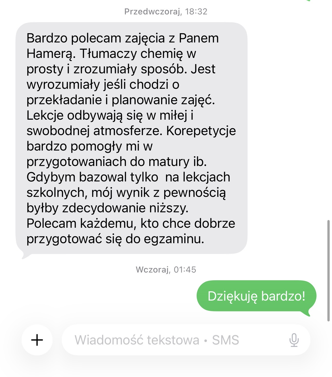 Opinia ucznia o przygotowaniu do matury IB z chemii