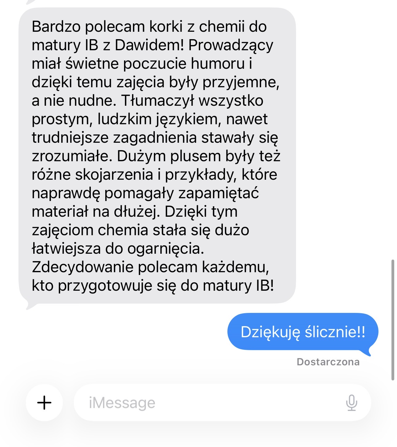 Opinia ucznia o przygotowaniu do matury z chemii